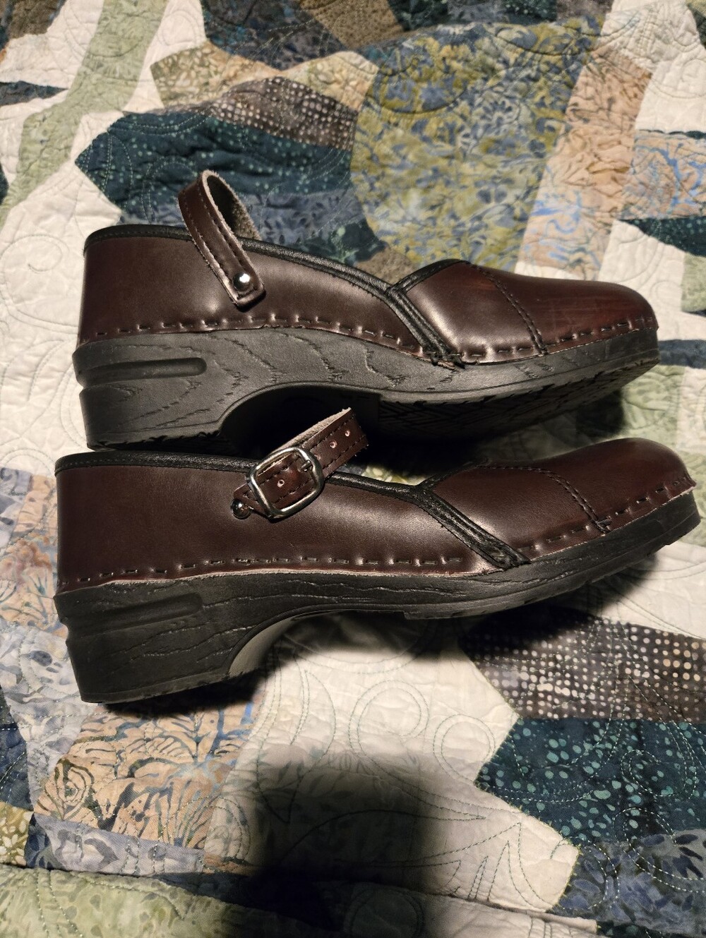 Bjork Brown Leather Mary Jane  Clog Shoes